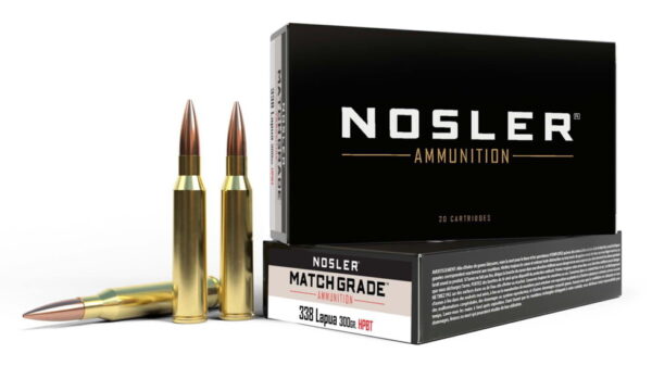 Nosler Match Grade .338 Lapua Magnum 300 Grain Custom Competition Brass Cased 120 rounds