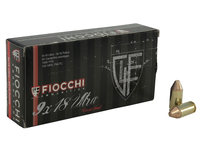 Fiocchi Ammunition 9x18mm Ultra 100 Grain Full Metal Jacket 500 round