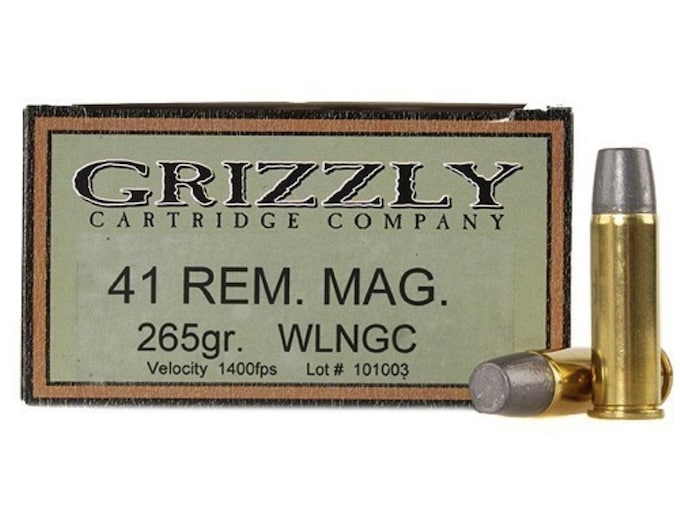 Grizzly Ammunition 41 Remington Magnum 265 Grain Cast Performance Lead Wide Flat Nose Gas Check 500 rounds