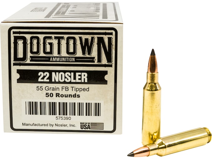 Dogtown Ammunition 22 Nosler 55 Grain Polymer Tip Flat Base 500 rounds