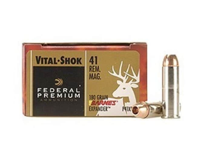 Federal Premium Vital-Shok Ammunition 41 Remington Magnum 180 Grain Barnes XPB Hollow Point Lead-Free 500 rounds