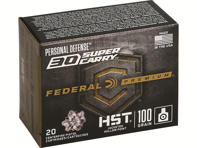 Federal Premium Personal Defense Ammunition 30 Super Carry 100 Grain HST Jacketed Hollow Point 500 round