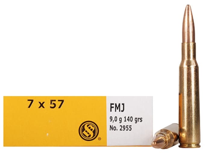 Sellier & Bellot Ammunition 7x57mm Mauser (7mm Mauser) 140 Grain Full Metal Jacket 500 round