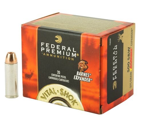Federal Premium Vital-Shok Ammunition 500 S&W Magnum 275 Grain Barnes XPB Hollow Point Lead-Free 250 rounds