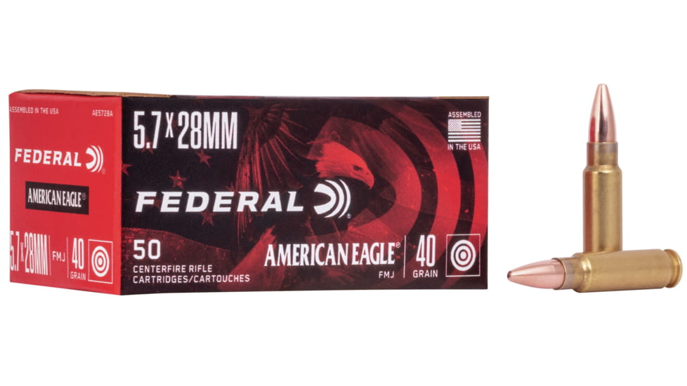 Federal Premium Centerfire Handgun Ammunition 5.7x28mm 40 grain Full Metal Jacket Centerfire Pistol Ammunition AE5728A Caliber 500 RDS