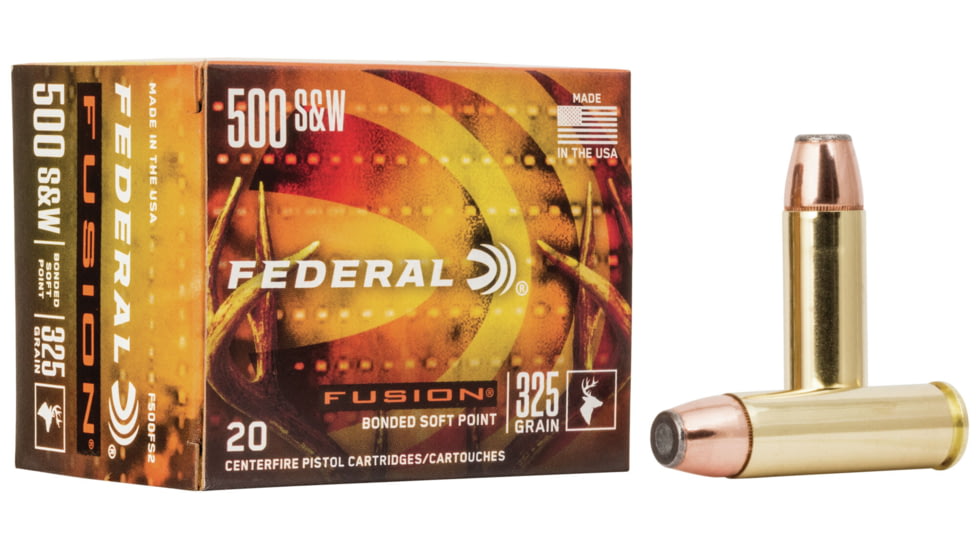 Federal Premium Centerfire Handgun Ammunition .500 S&W Magnum 325 grain Fusion Soft Point 250 rounds