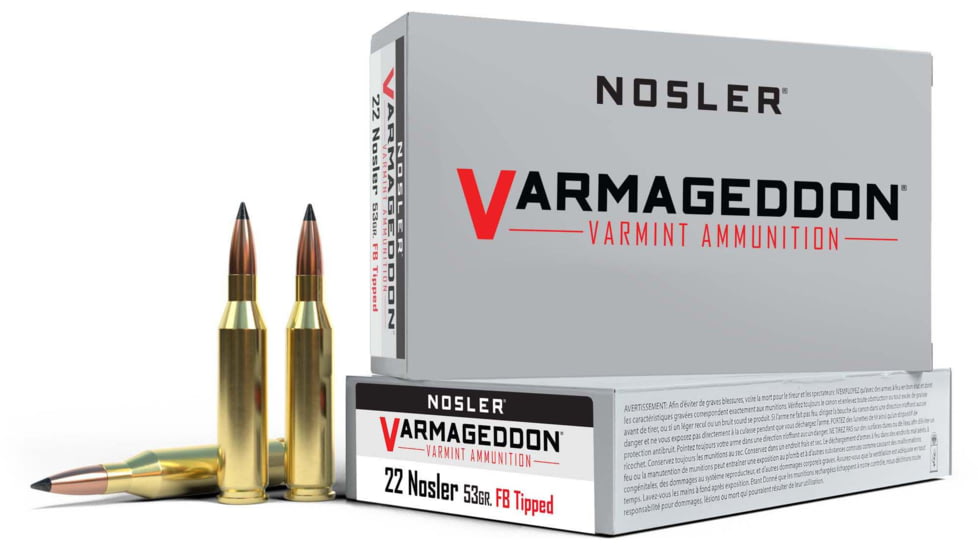 Nosler .22 Nosler Flat Base Tipped 53 grain Brass Cased 500 rounds