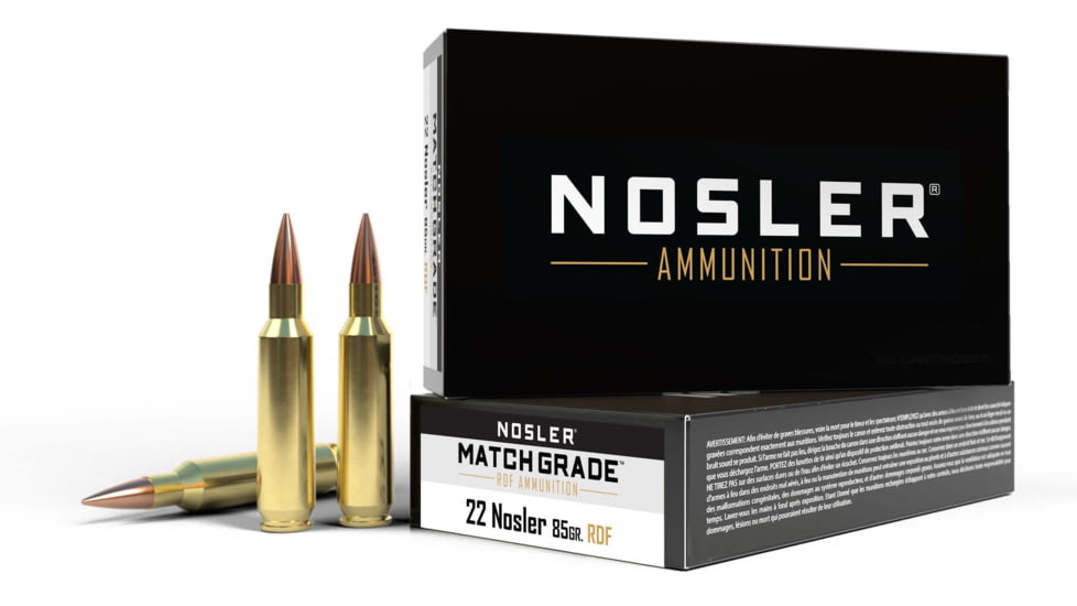 Nosler .22 Nosler Round Nose Flat 85 grain Brass Cased 500 rounds